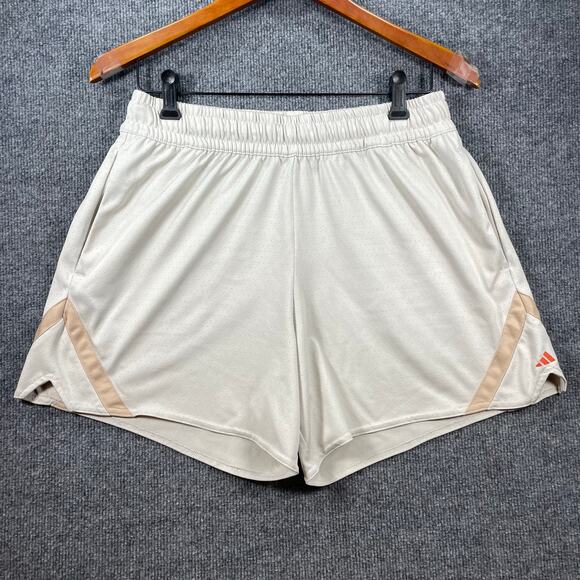 Adidas Trefoil Gym Shorts Women's Medium Cream/White Drawstring Pockets Active - Picture 1 of 10
